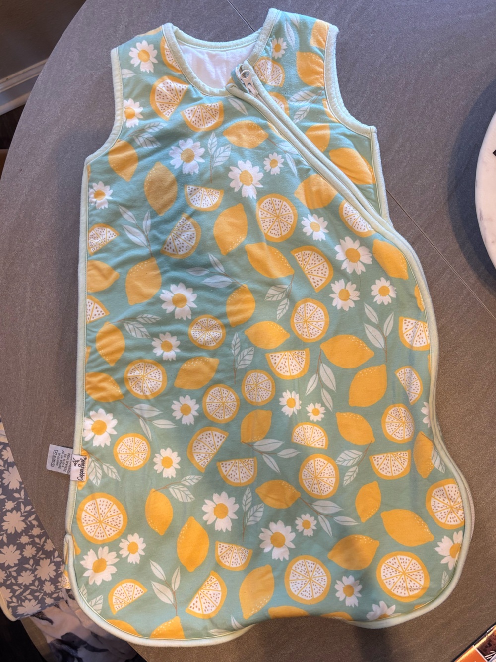 Lemon & Daisy Print Sleep Sack- Yellow & Mint